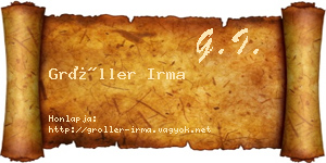 Gröller Irma névjegykártya